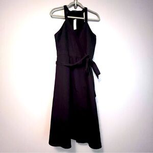 J. Crew linen cotton blend true wrap dress size M black lined summer dress NWT